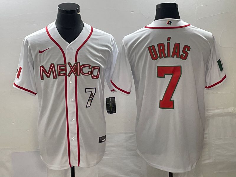 Men 2023 World Cub Mexico #7 Urias White red Nike MLB Jersey10->more jerseys->MLB Jersey